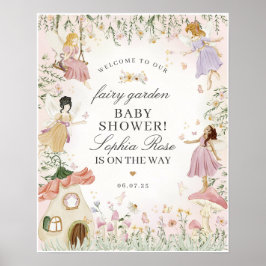 Fairy Garden Betoverd Baby shower Welkomstbord Poster