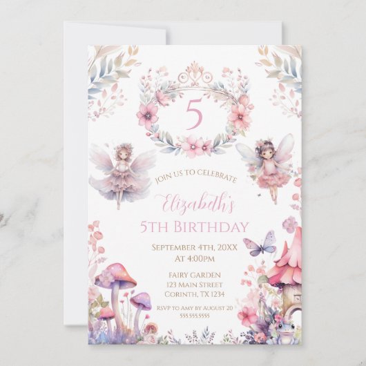 Fairy Garden Birthday Party Invitation Kaart (Voorkant)