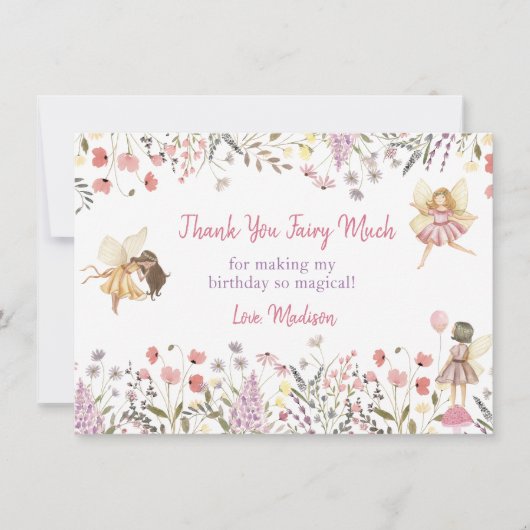 Fairy Garden Boho Wildflower Verjaardag Bedankkaart (Voorkant)