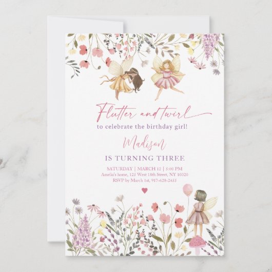 Fairy Garden Boho Wildflower Verjaardag Kaart (Voorkant)