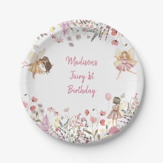 Fairy Garden Boho Wildflower Verjaardag Papieren Bordje (Voorkant)