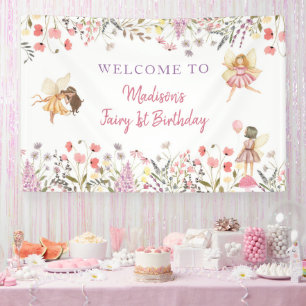 Fairy Garden Boho Wildflower Verjaardag Spandoek