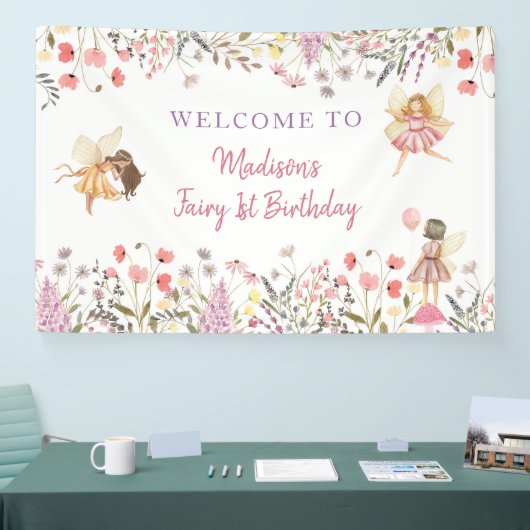 Fairy Garden Boho Wildflower Verjaardag Spandoek (Beurs)