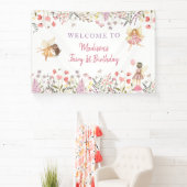 Fairy Garden Boho Wildflower Verjaardag Spandoek (Insitu)