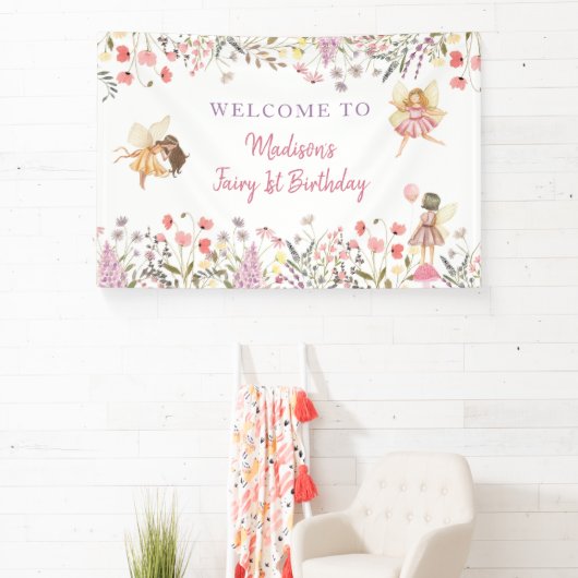 Fairy Garden Boho Wildflower Verjaardag Spandoek (Insitu)