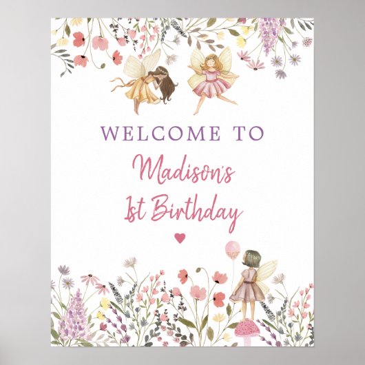 Fairy Garden Boho Wildflower Verjaardag Welkom Poster (Voorkant)