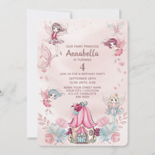 Fairy Garden Cute Glitter Fairies and House Kaart (Voorkant)