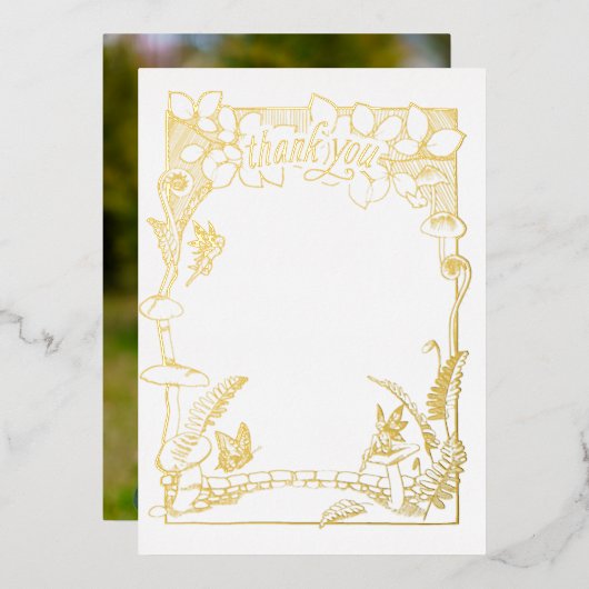 Fairy Garden Dank je Notecard Folie Uitnodiging (Voorkant / Achterkant)