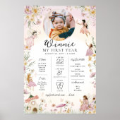 Fairy Garden Eerste Verjaardag Mijlpaal Tijdlijn Poster (Voorkant)