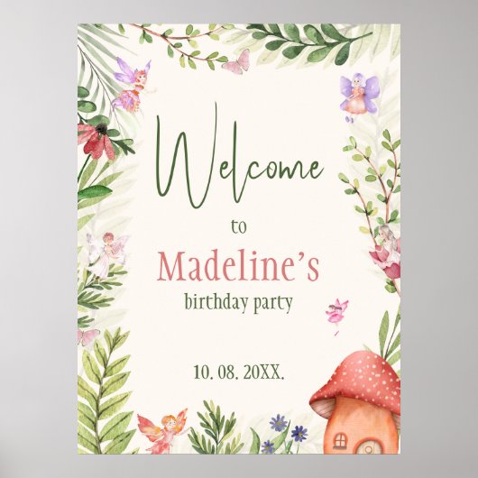 Fairy Garden Enchanted Forest Welcome Sign Poster (Voorkant)