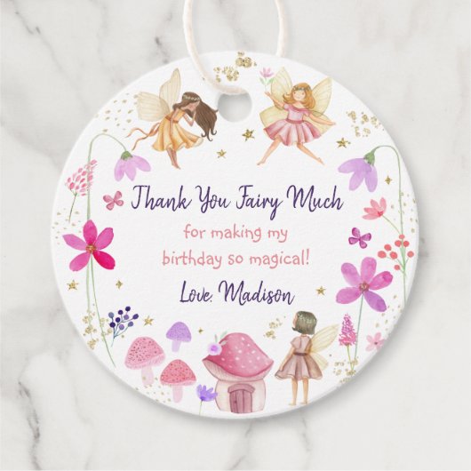 Fairy Garden Floral Birthday Bedankjes Labels (Voorkant)