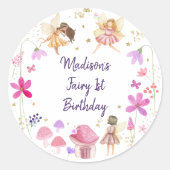 Fairy Garden Floral Birthday Ronde Sticker (Voorkant)