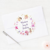 Fairy Garden Floral Birthday Ronde Sticker (Envelop)