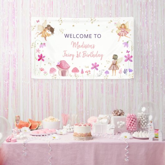 Fairy Garden Floral Birthday Spandoek (Feest)