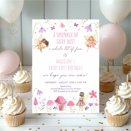 Fairy Garden Floral First Birthday Kaart