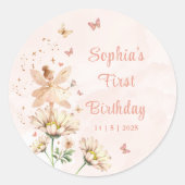 Fairy Garden Girl Birthday Party Ronde Sticker (Voorkant)