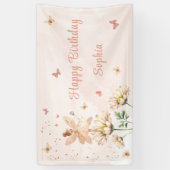 Fairy Garden Girl Birthday Party Spandoek (Verticaal)