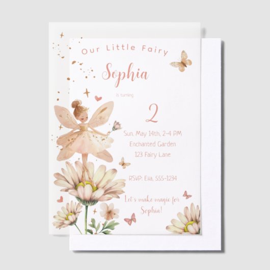 Fairy Garden Girl Foto Verjaardag Vellum Uitnodigingen (Offset)