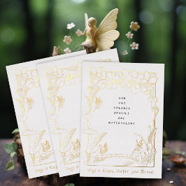 Fairy Garden Gold Foil Dank u Opmerking Kaart