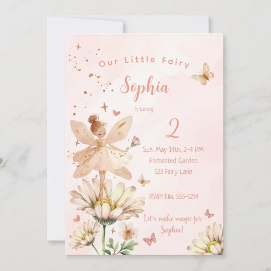 Fairy Garden Meisje Foto Verjaardagsuitnodiging Ka Kaart (Voorkant)