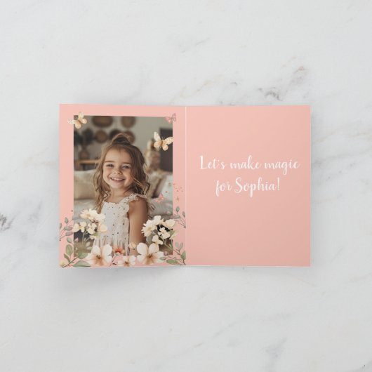 Fairy Garden Meisje Verjaardagsuitnodiging Kaart (Binnen)