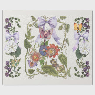 Fairy Garden Paarse Bow Passion Flower Cadeaupapier