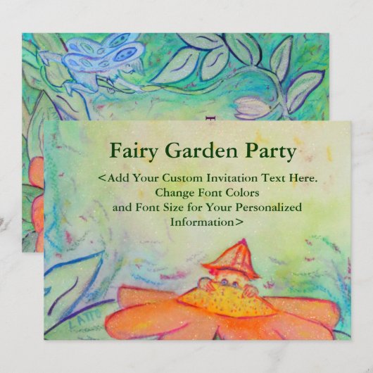 Fairy Garden Party Custom Invitation of Invitation Kaart (Voorkant / Achterkant)