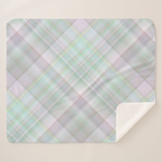 Fairy Garden Pastel Roze en Mint Plaid Sherpa Deken (Voorkant (horizontaal))