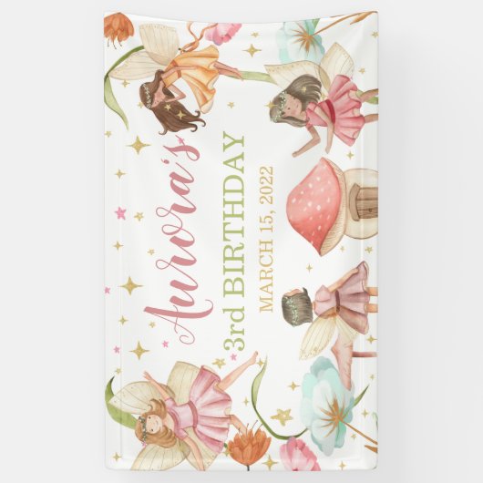 Fairy Garden Princess Magical Birthday Banner  (Verticaal)
