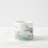 Fairy Garden Tea Party Blue Floral Dragonfly Bee Espresso Kop (Voorkant)