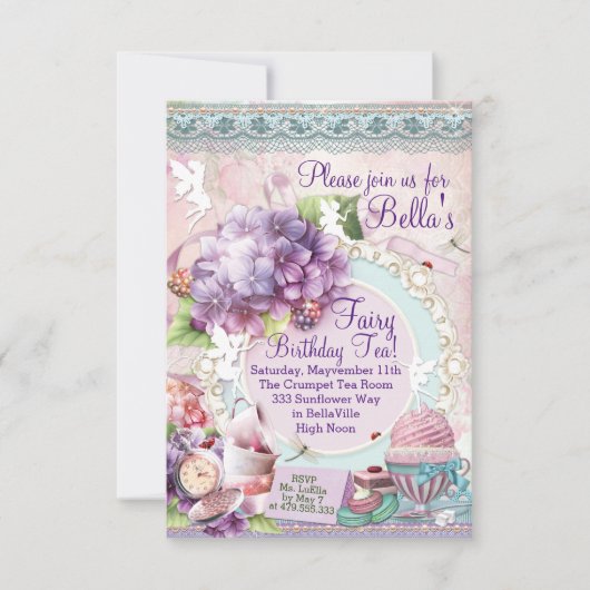 Fairy Garden Tea Party uitnodiging (Voorkant)