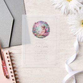 Fairy Garden Theme Flutter Love Baby shower Vellum Uitnodigingen