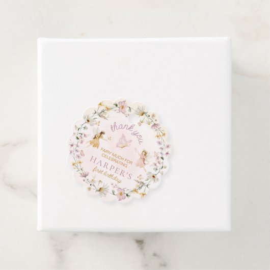 Fairy Garden Verjaardag Dank u geschulpte Bedankjes Labels (In situ)