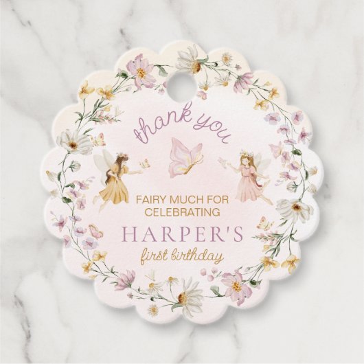 Fairy Garden Verjaardag Dank u geschulpte Bedankjes Labels (Voorkant)