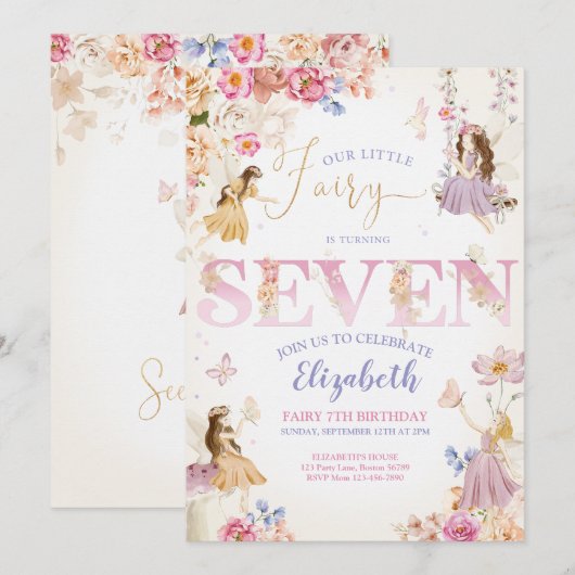 Fairy Garden Verjaardag Kaart (Voorkant / Achterkant)