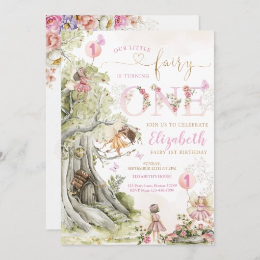 Fairy Garden Verjaardag Kaart (Voorkant / Achterkant)