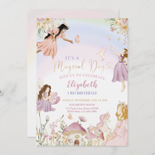 Fairy Garden Verjaardag Kaart (Voorkant / Achterkant)