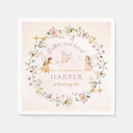 Fairy Garden Verjaardag Servet (Voorkant)