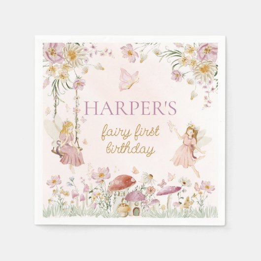 Fairy Garden Verjaardag Servet (Voorkant)