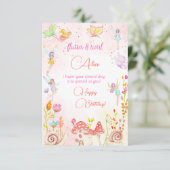 Fairy garden waterverf blije verjaardagsgroet kaart (Staand voorkant)