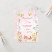 Fairy garden waterverf blije verjaardagsgroet kaart (Voorkant / Achterkant in situ)