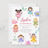 Fairy Garden Waterverf Bloemen Meisje Verjaardagsf Kaart (Voorkant)