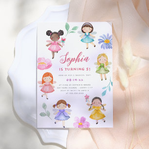 Fairy Garden Waterverf Bloemen Meisje Verjaardagsf Kaart