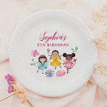 Fairy Garden Waterverf Bloemen Meisje Verjaardagsf Papieren Bordje<br><div class="desc">Voeg wat plezier toe aan je verjaardagsfeestje met deze papieren borden! Gemaakt om te voldoen aan onze Fairy Garden Floral Birthday Party collectie, dit ontwerp heeft de naam van het verjaardagsmeisje en haar leeftijd op de top van 3 feeënvrienden in heldere, kleurrijke jurken, omringd door met de hand geïllustreerde bloemen...</div>