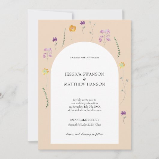 Fairy Garden Waterverf Bloemenbruiloft Kaart (Voorkant)