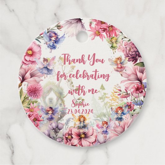 Fairy garden waterverf kinderen verjaardag bedankt bedankjes labels (Voorkant)
