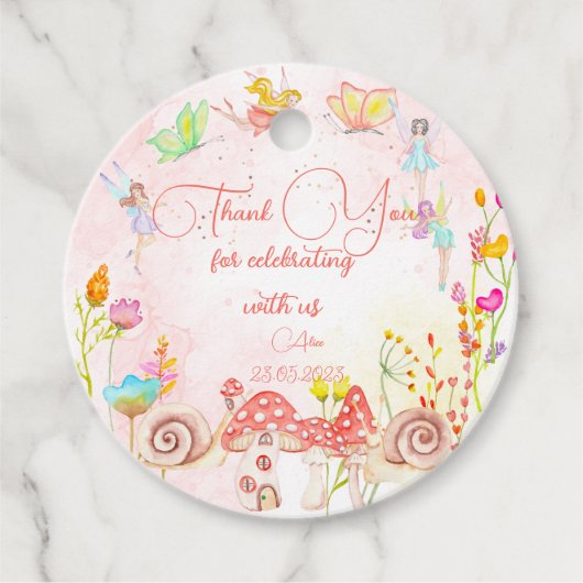Fairy garden waterverf kinderen verjaardag bedankt bedankjes labels (Voorkant)