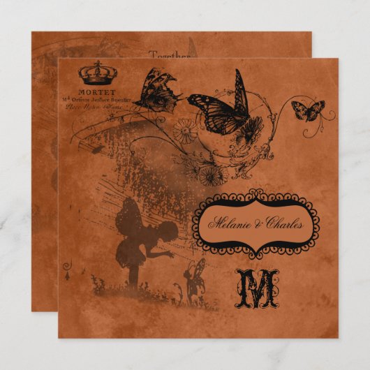 Fairy Garden Wedding Square Weddenschap Kaart (Voorkant / Achterkant)