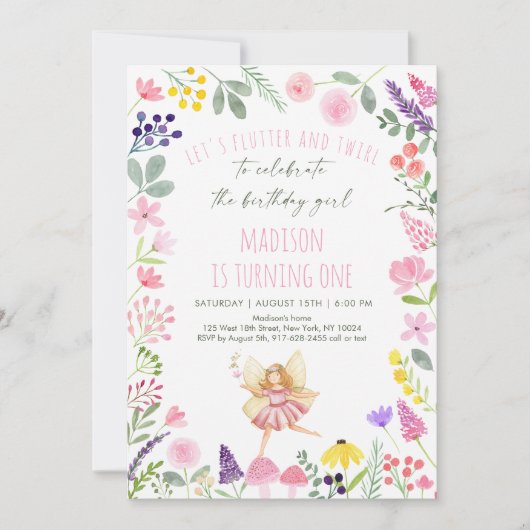 Fairy Garden Wildflower Birthday Kaart (Voorkant)