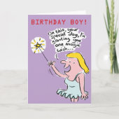 Fairy geeft een magische wens. Onbeleefde verjaard Feestdagen Kaart (Voorkant)